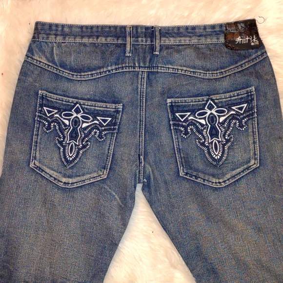 😻ANTIK VINTAGE WESTERN Button Fly Jeans - Picture 10 of 11